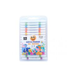Marker Acrilic cu vârf dublu, 48 culori, cutie plastic, ML49-11